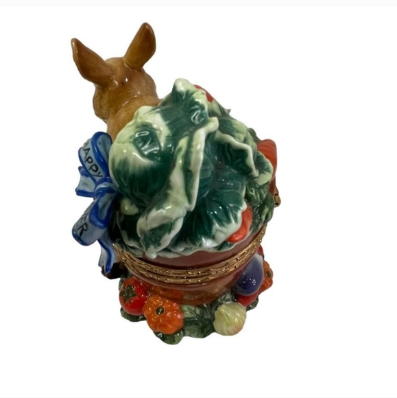 CWC Happy Easter Bunnies Spring Decor Hinged Porcelain Trinket Ring Box 6 x 4.5" - Picture 8 of 8